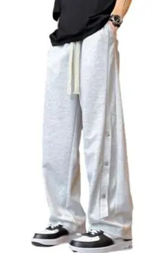 メンズ イージーパンツ スウェット生地 ゆったり カジュアル 薄グレー