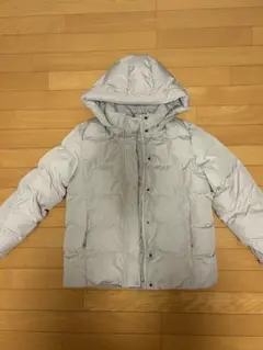 ライトグレー フード付きダウンジャケット M