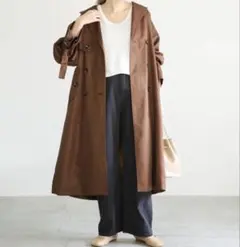 ★バックヨークデザイントレンチコート/ベルト付きルーズトレンチコートのサムネイル