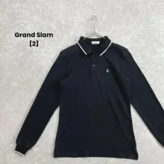 a1796＊Grand Slam 長袖ポロシャツ　黒【2】ワンポイント　シンプル