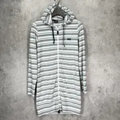 ◇HELLY HANSEN ボーダー パイル地 ジップ ロングパーカー M