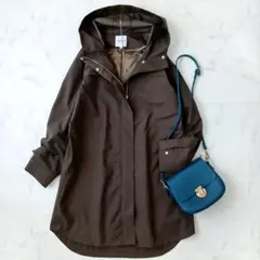美品 インディヴィ 撥水加工 ロング マウンテンパーカー 40 ブルゾン カーキ