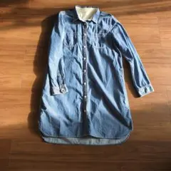 無印良品デニムブルー 長袖シャツワンピース