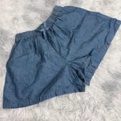 美品✨UNIQLO 女の子 デニム調 ショートパンツ　リボン