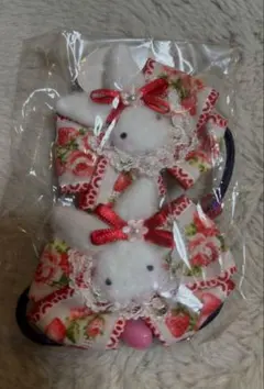 ふわふわうさぎキッズ用　ヘアゴム　ハンドメイド