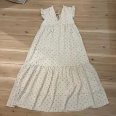 モーメントmoment +ドット柄ノースリーブロングワンピース M