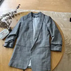 H&M テーラードジャケット S グレー チェック柄