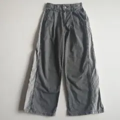 ジーユー GIRLS ライトデニムサイドラインパンツ 140 ダークグレー