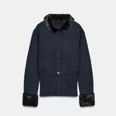 【ZARA未使用】コントラストニットフェイクファージャケット　値下げ不可