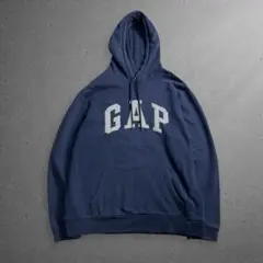 OLD GAP アーチロゴ パーカー ネイビー フェード 短丈 Y2K