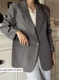 グレー テーラードジャケット シングルボタン