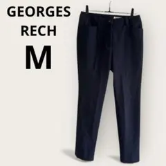 ネイビー スラックス テーパードパンツ 美脚 美シルエット ストレッチ 上品 M