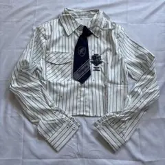 ⭐️ ハリーポッターストライプシャツ 長袖 レイブンクロー XL ネクタイ付