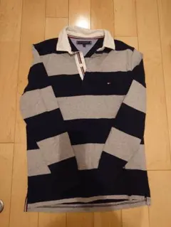 TOMMY HILFIGER ラガーシャツ M ネイビー/グレー