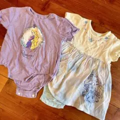 ディズニー　プリンセス　ラプンツェル　アリエル　半袖　ロンパース　80