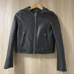 難あり　UNITED TOKYO ラムレザーノーカラージャケット ブラック