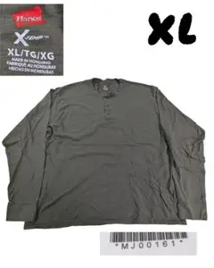 Hanes　ヘンリーネックラグランロングTシャツ