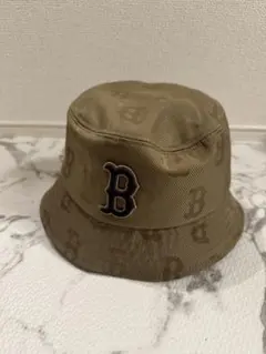 ベージュ ロゴ刺繍 バケットハット韓国MLB