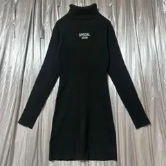リブニット タートルネック ワンピース XS FASHION NOVA ブラック