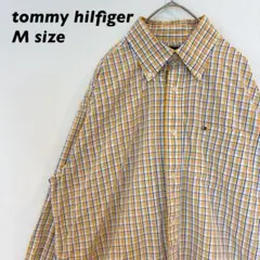 トミーヒルフィガー　長袖シャツ　ボタンダウン　チェック　フラッグロゴ　男女兼用