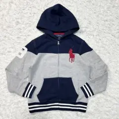 極美品 ポロ ラルフローレン ジップアップパーカー ビッグポニー y2k グレー