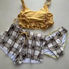 イエローフリルセパレート水着 M