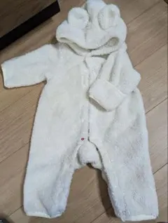 フリース クマ耳付きアウター　モコモコ　アウター　シロクマ