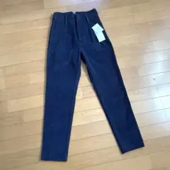 ネイビー コーデュロイ ハイウエストパンツ
