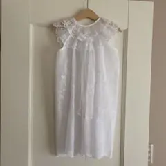 ホワイトベビードレスと帽子セット