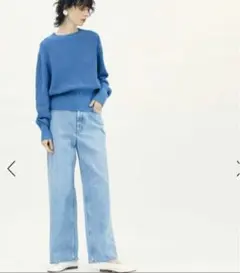 MACPHEE コットンデニム ワイドストレートパンツ ライトブルー　36