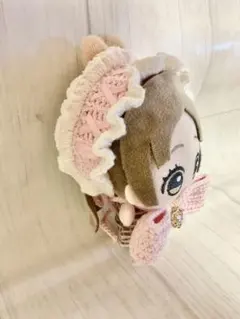 ちびぐるみ　ヘッドドレス　リボン　ぬい服　ハンドメイド　編み物　ピンク　セット