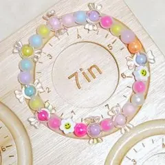 パステルカラー フラワーモチーフ ブレスレット 7in