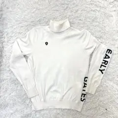 最新 パーリーゲイツ ニット タートルネック 白 ゴルフ ウェア ロゴ インナー