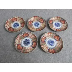 伊万里金襴手染錦菊皿5枚 [B28318]