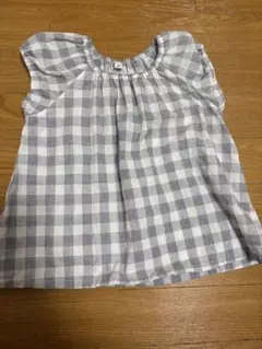 無印 MUJI 半袖ブラウス チェック柄 ギンガムチェック　トップス　80サイズ