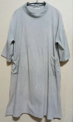 Wordtrobe ブラウス チュニック七分袖 ハイネック グレーベージュ