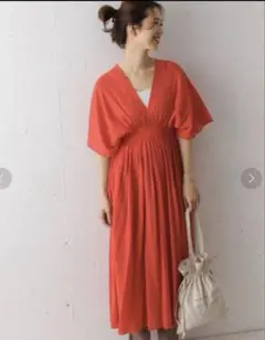 DOORS　ドアーズ　楊柳シャーリングワンピース　マキシ　ロング　リゾート　F