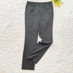 グッドフィット　チェック柄スラックス　ストレート　グレー　ストレッチ　楽ちん　F