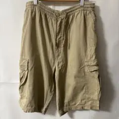 「即日発送」L FIRST DOWNベージュ カーゴハーフパンツ ゴムウエスト