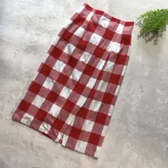 【小さいサイズ】 ロペピクニック タイトスカート レッドギンガムチェック 36