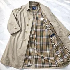 バーバリー ステンカラーコート XL 比翼 カーキグレー ノバチェック ロング丈