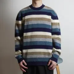 TAKEO KIKUCHI ボーダー柄ニットセーター ブルー系/YW43のサムネイル