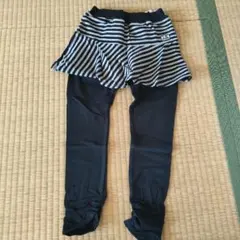 スカッツ スカート付きレギンス 120サイズ 黒/ストライプ