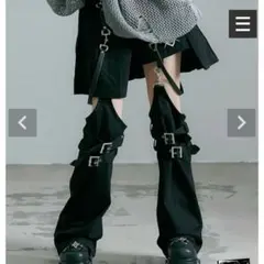 レフレム レッグカバー付きレイヤードデニムショートパンツ グレー