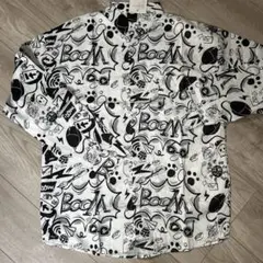 新品 総柄シャツ オーバーサイズ カジュアル ストリート 白黒 2XL