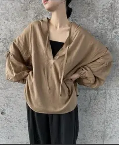 select moca by sonボリュームスリーブリネンスキッパーシャツ