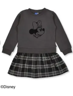 ミニーマウス 長袖ワンピース グレー 100cm