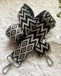バッグ付け替え用ショルダーストラップのみ❤️スマホショルダー⭐️幾何学模様 シルバー