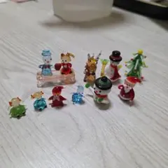 クリスマス ガラス製ミニチュアフィギュアセット