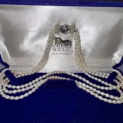 SOCIAL ホワイトパール 豪華3連ネックレス